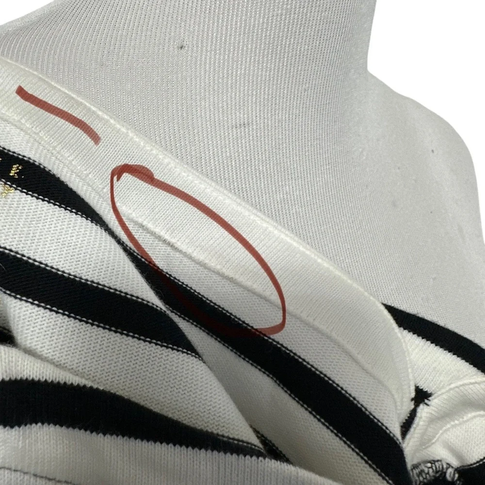 KATE SPADE Broome Street Womens Eyelet Stripe Dress Sz XS Black White Boat Neck
